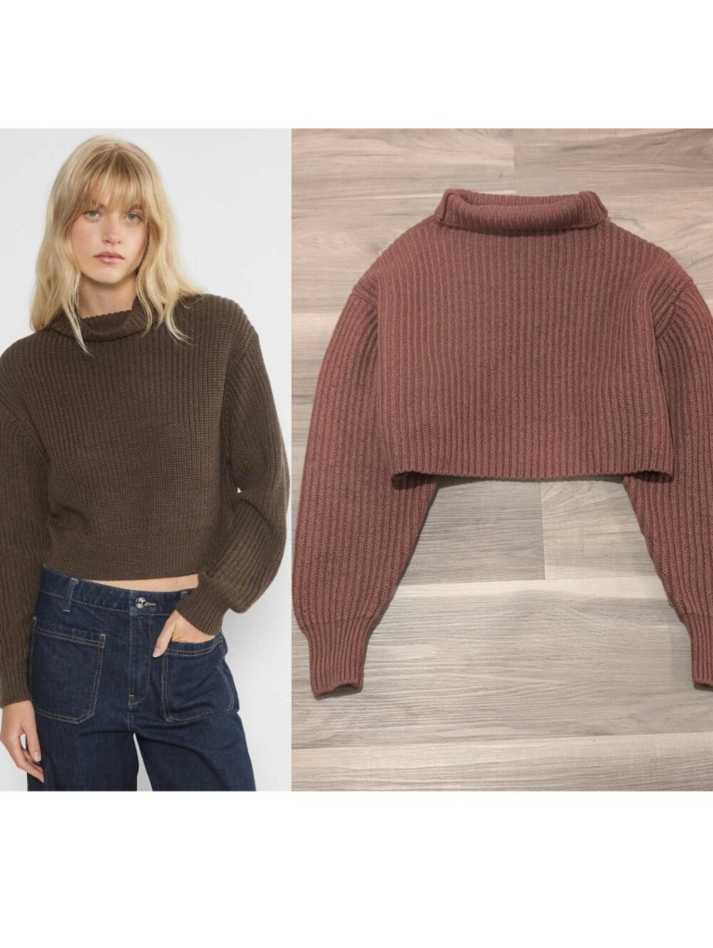 Aritzia Wilfred | Montpellier Merino Wool Waist Turtleneck In Rose